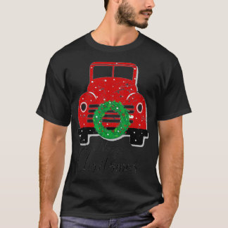 Camiseta Caminhão Vermelho Engraçado, Vintage, com uma árvo