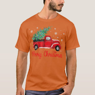 Camiseta Caminhão Vermelho Escolhe Árvore de Natal Feliz Cl