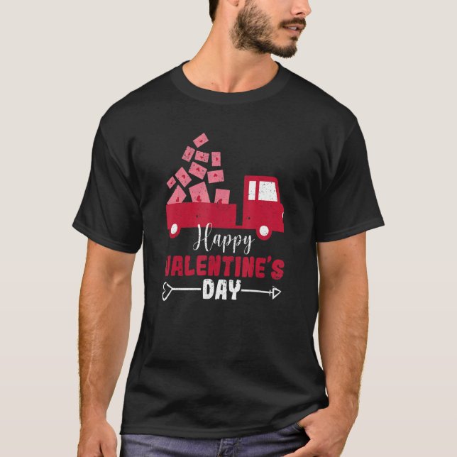 Camiseta Caminhão Vermelho Feliz Dia dos Namorados com Cart (Frente)