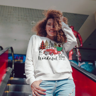 Camiseta Caminhão Vermelho Grande e Árvore de Natal
