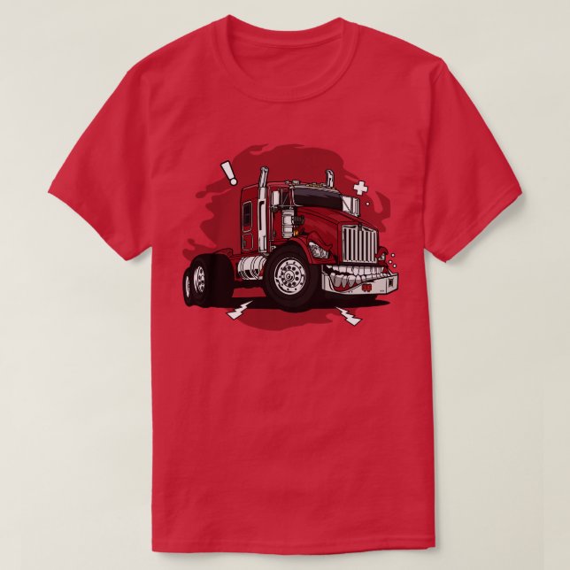 Camiseta Caminhão vermelho monstro (Frente do Design)