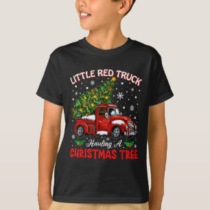 Camiseta Caminhão Vermelho Pequeno Transportando Uma Árvore