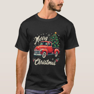 Camiseta Caminhão Vermelho Pickup Merry Árvore de Natal Hol