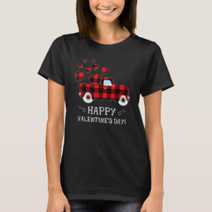 Camiseta Caminhão Vermelho Xadrez Buffalo com Corações Feli