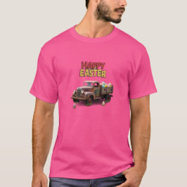 Camiseta Caminhão Vintage com Ovos de Páscoa Felz pascoa T-