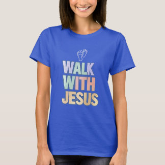 Camiseta Caminhar Com Jesus Fé Cristã Gráfico Pastel