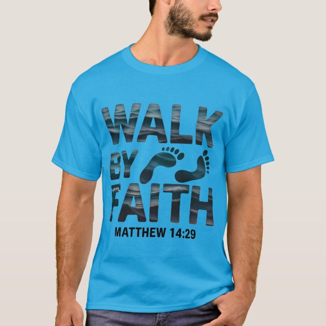 Camiseta Caminhar Pela Fé Cristã Oceano (Frente)