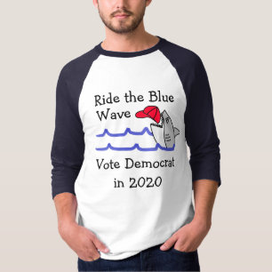 Camiseta Caminhe com o apoio político do democrata-onda az