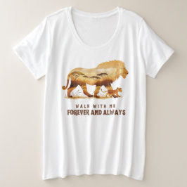 Camiseta Caminhe Comigo - Para sempre | Design de leão