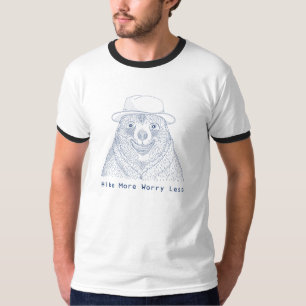 Camiseta Caminhe Mais Preocupada menos / Camisa-T Do Urso S