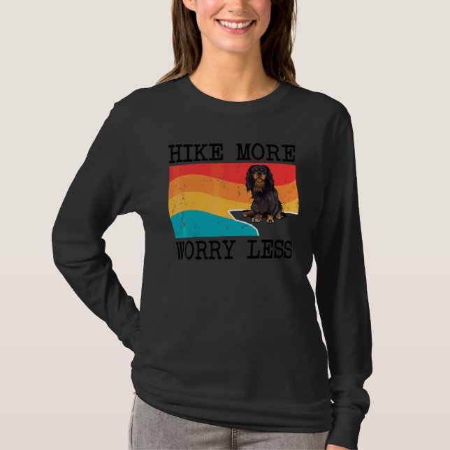 Camiseta Caminhe Mais Preocupe Menos Spaniel Toy Inglês Grá (Frente)