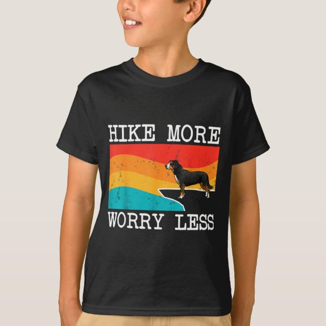 Camiseta Caminhe mais, preocupe-se menos entlebucher mounta (Frente)