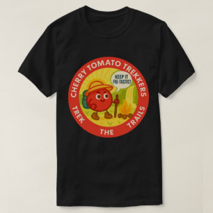 Camiseta Caminheiros de Tomate Cereja Exploram as Trilhas