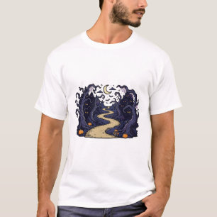 Camiseta Caminho Assombrado da Floresta ao Luar Arte Assust