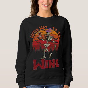 Camiseta caminho brutal para o vinho esqueleto de Halloween