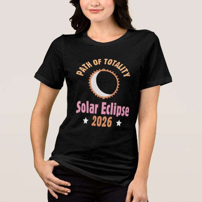 Camiseta Caminho da totalidade do eclipse solar de 2026 (Frente)