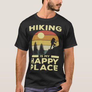 Camiseta Caminho é o meu lugar feliz Retro Sunset Mountain 