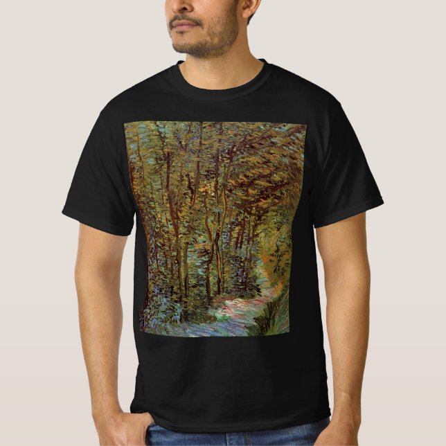 Camiseta Caminho na floresta por Vincent van Gogh (Frente)