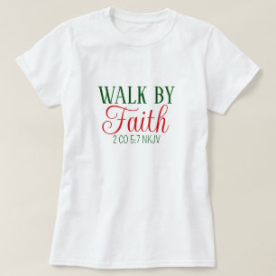 Camiseta Caminho por Faith Bíblia Verse White e Verde Festi