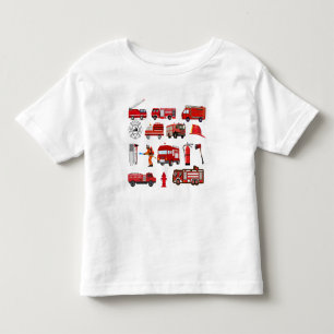 Camiseta Caminhões de Bombeiros Vermelhos