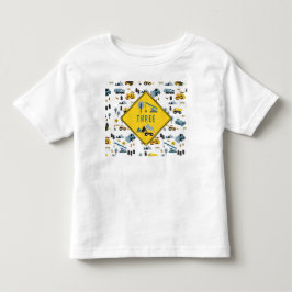 Camiseta Caminhões de Construção Azuis e Tema de Local Padr