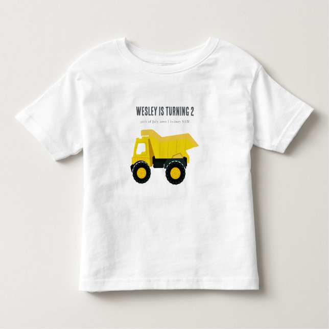 Camiseta Caminhões de Construção de Aniversário (Frente)