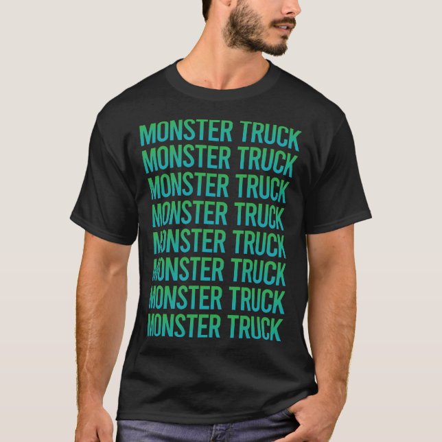 Camiseta Caminhões de Monstro de Texto Gradiente (Frente)