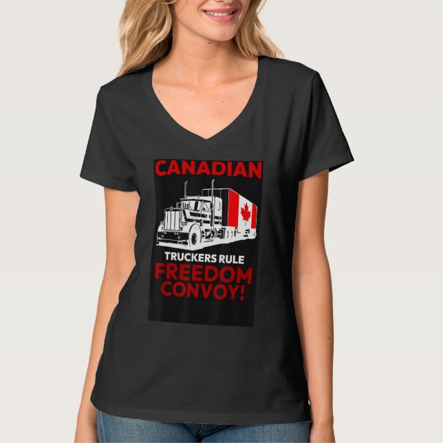 Camiseta Caminhoneiro canadense para a liberdade 1 (Frente)