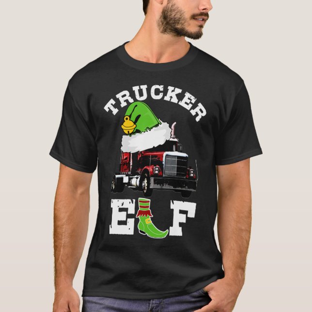Camiseta Caminhoneiro Oferece Trilha de Trator de Roda Elf  (Frente)
