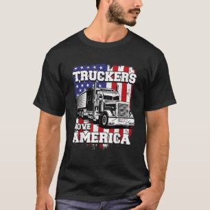 Camiseta Caminhoneiros Mover a bandeira americana Semi Truc