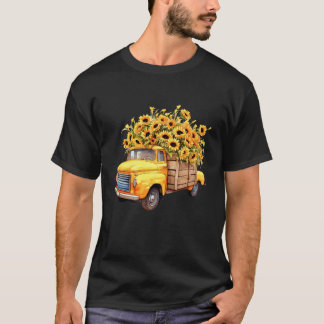 Camiseta Caminhonete Amarela Girassol Outono Halloween Tha
