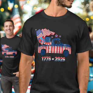 Camiseta Caminhonete Bandeira 1776 2026 EUA Celebração 