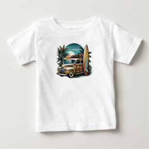 Camiseta caminhonete vintage tropical/havaiana de surf