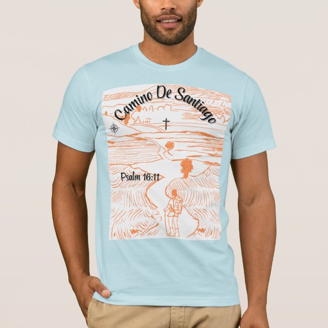 Camiseta Camino de Santiago Compass - Salm 16:11 Christian (Frente)