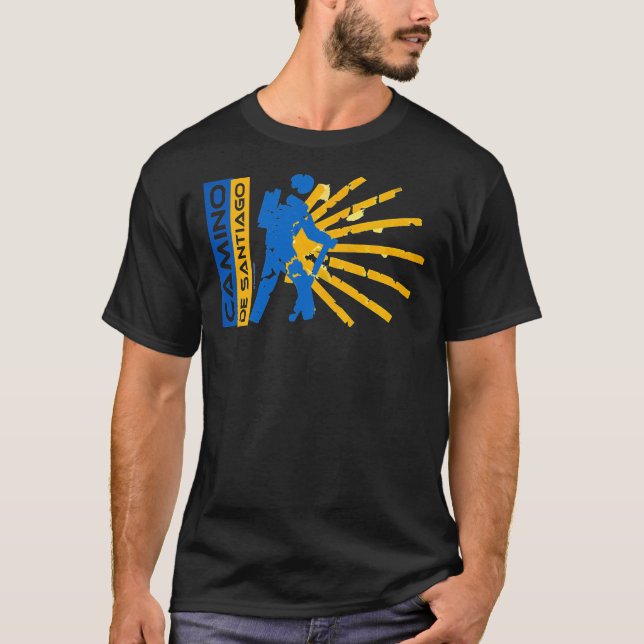 Camiseta Camino de Santiago. Way of St. James. Hiking logo. (Frente)