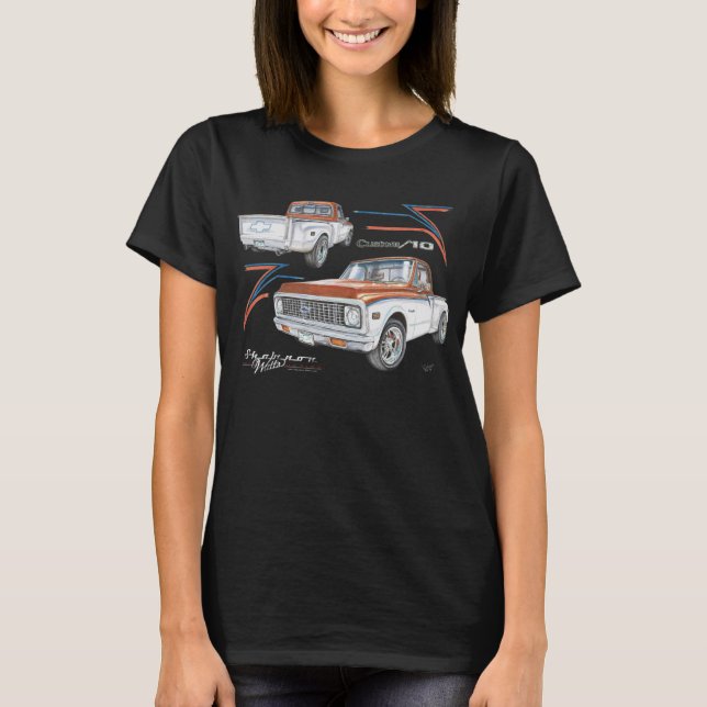 Camiseta Camionete 1972 de Chevrolet C10 Stepside (Frente)