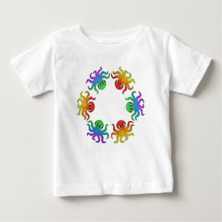 Camiseta Camisa-bebê - Octopus gradiente (branco)