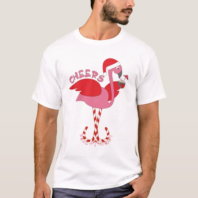 Camiseta Camisa-Bebendo Flamingo Cocktail (Frente)