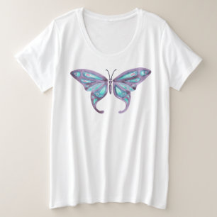 Camiseta Camisa-borboleta, Lavanda e chalé + tamanho