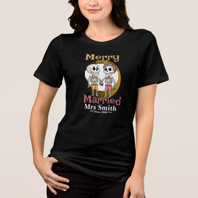 Camiseta Camisa-Casal Engraçado Skeleton (Frente)