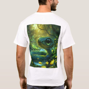 Camiseta Camisa-Cobra de-chibi verde-branca-branca, branca,