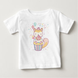 Camiseta Camisa-Cupcake de-bebê de festa de esquilo