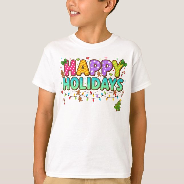 Camiseta "Camisa de Natal Brilho de Pão de Mel" (Frente)