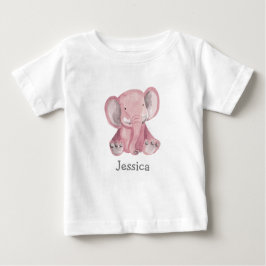 Camiseta Camisa-Design de-bebê elefante rosa-branca