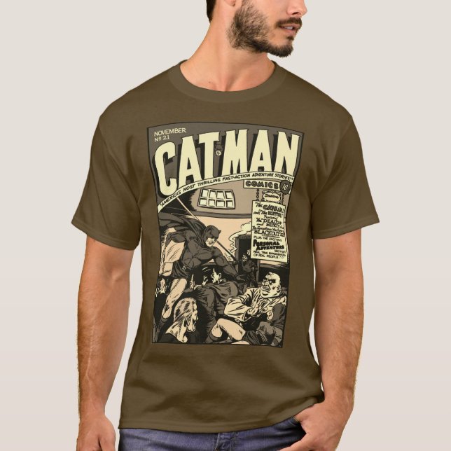 Camiseta Camisa-História em quadrinhos (monotone) CAT-MAN d (Frente)