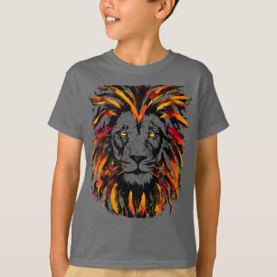 Camiseta Camisa-Leão - Ilustração do Leão Escuro Laranj