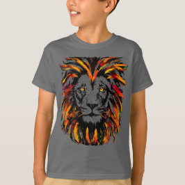 Camiseta Camisa-Leão - Ilustração do Leão Escuro Laranja