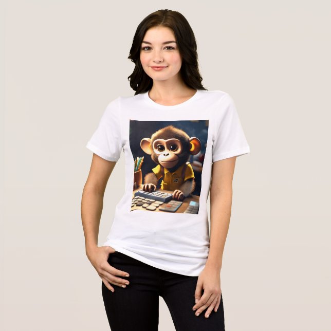 Camiseta Camisa-macaco-macaco, usando uma calculadora (Frente Completa)