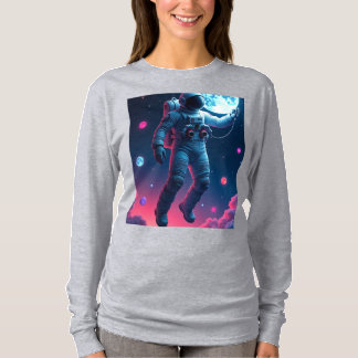 Camiseta Camisa-múon astronauta | Roupa do Espaço Surreal
