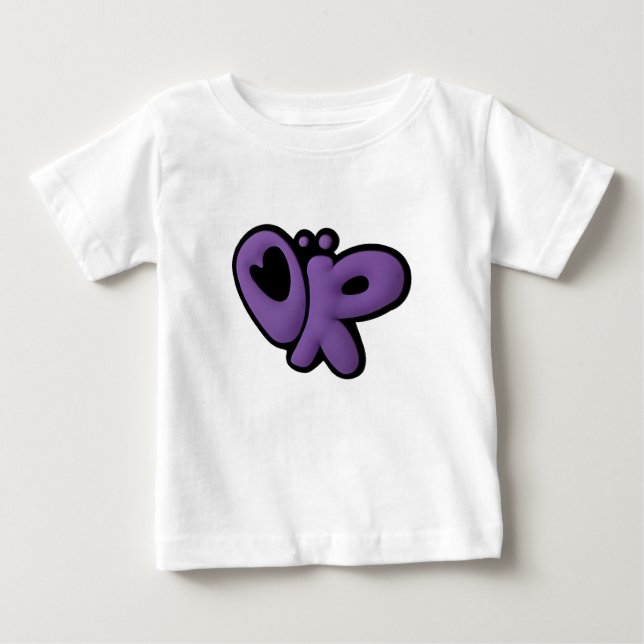 Camiseta Camisa-Pop de-Arte de Borboleta Roxa (Frente)